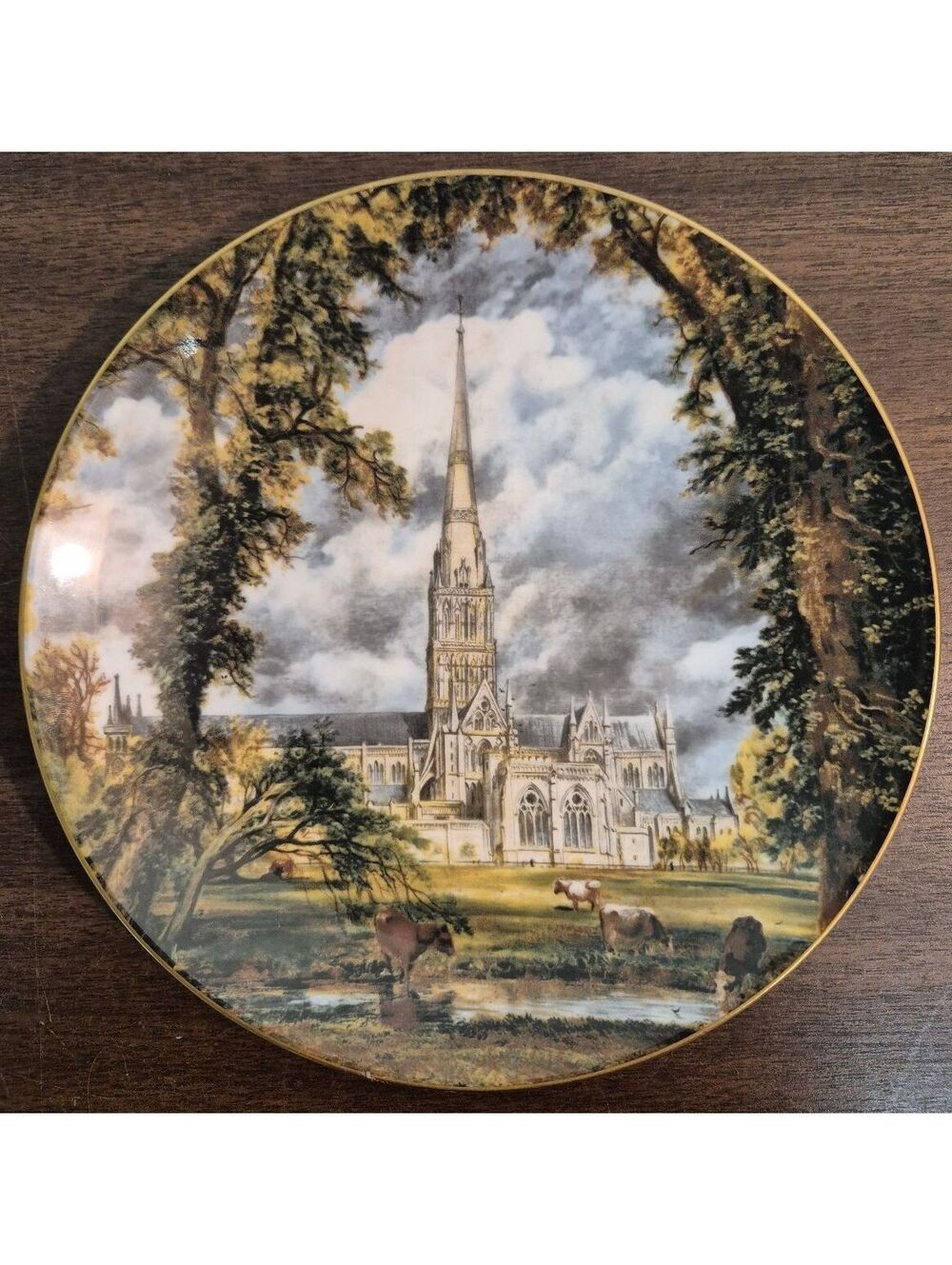 Vintage Crown Staffordshire John Constable Salisbury Cathedral Decorative Plate